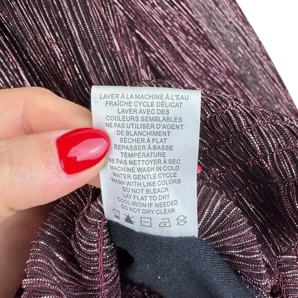 Joie Black & Pink Metallic Textured Ribbed Smocked Waist Long Sleeve Blouse - Picture 11 of 11